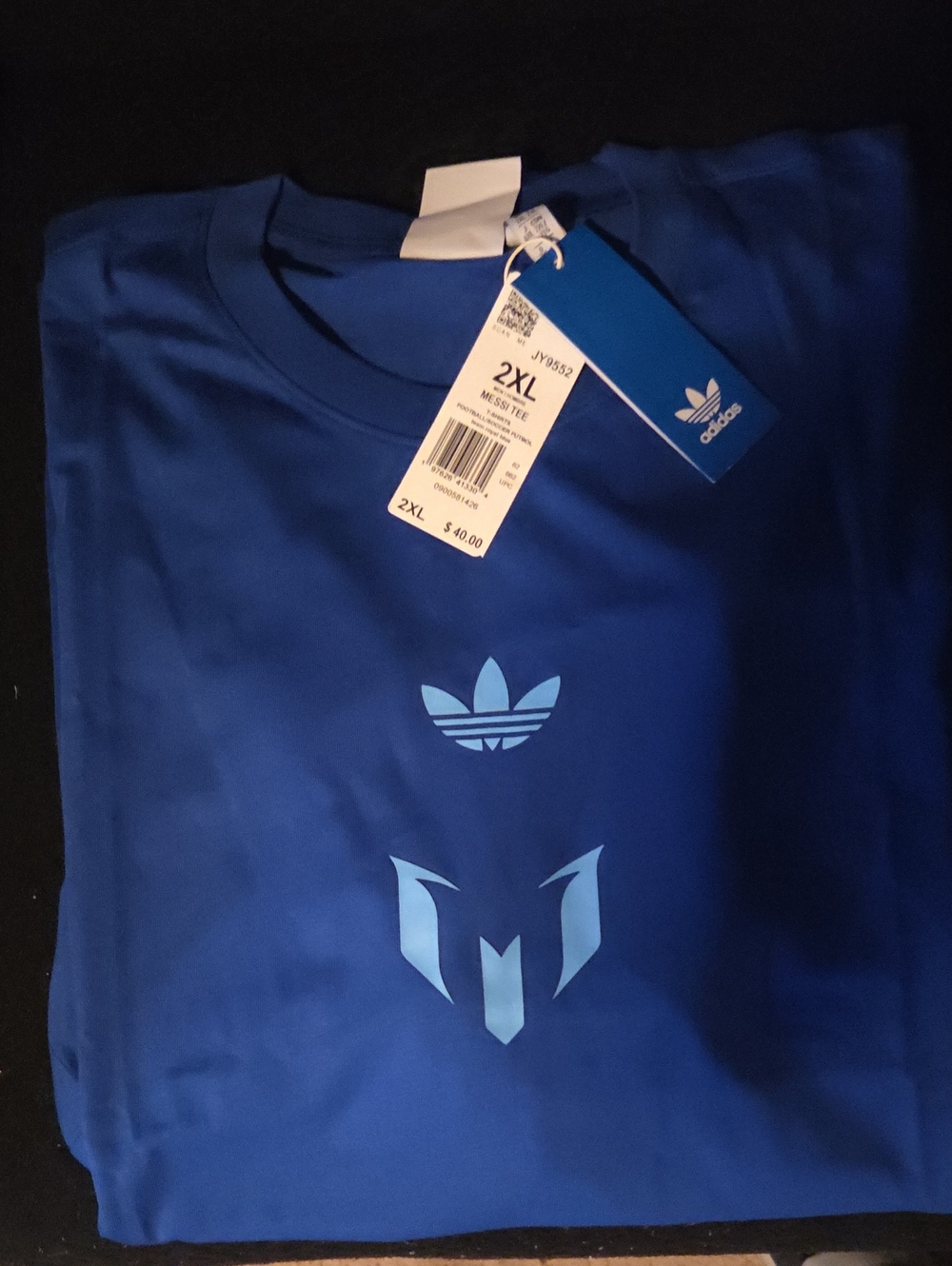 adidas Blue Short-Sleeve Trefoil Logo Tee